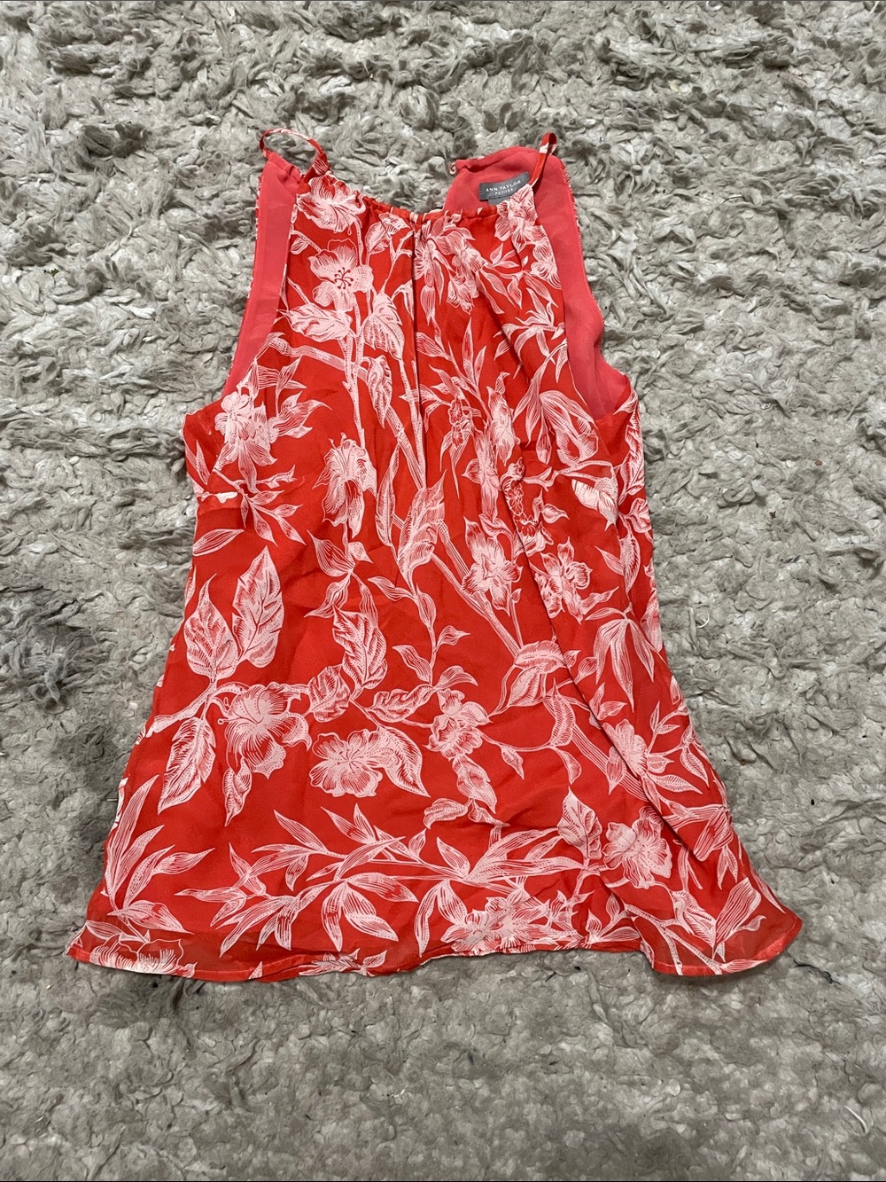 Ann Taylor Coral Sleeveless Floral Blouse